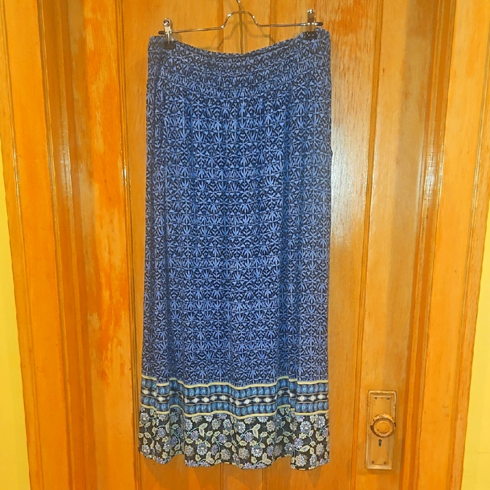 J. Jill Blue Geometric Maxi Skirt
